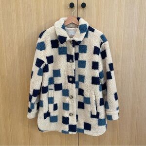 Madewell Sherpa “Belrose” Shirt-Jacket in Checkerboard — Size Small